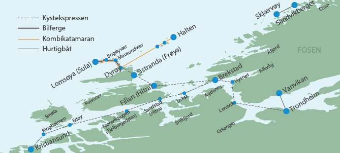 Kart over samband i Sør i Trøndelag